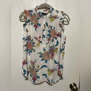 Premise Sheer Polyester Sleeveless Tank Top Blouse Women’s M Floral Summer Shirt